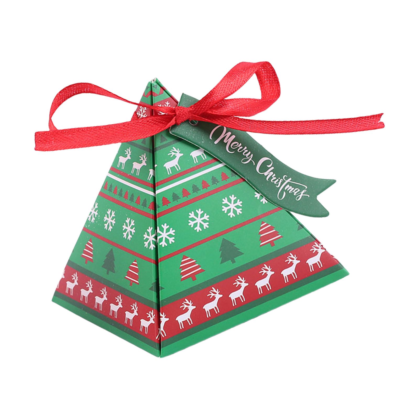 Kalttoy 50pcs Christmas Triangles Shape Candy Boxes Christmas Party Supplies Beautiful Triangles Gift Boxes for Sweet Treat Treats