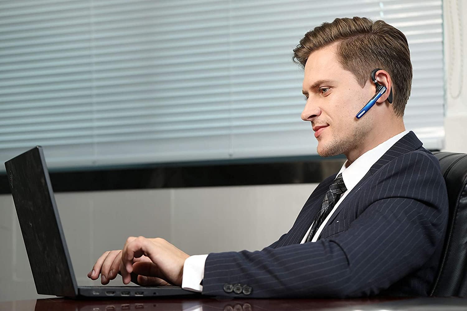 Bluetooth Headset, ICOMTOFIT Wireless Bluetooth Earpiece, V5.0 Hands-Free Earphones with Noise Cancellation Mic for/Business/Office/Driving, Compatible with Android