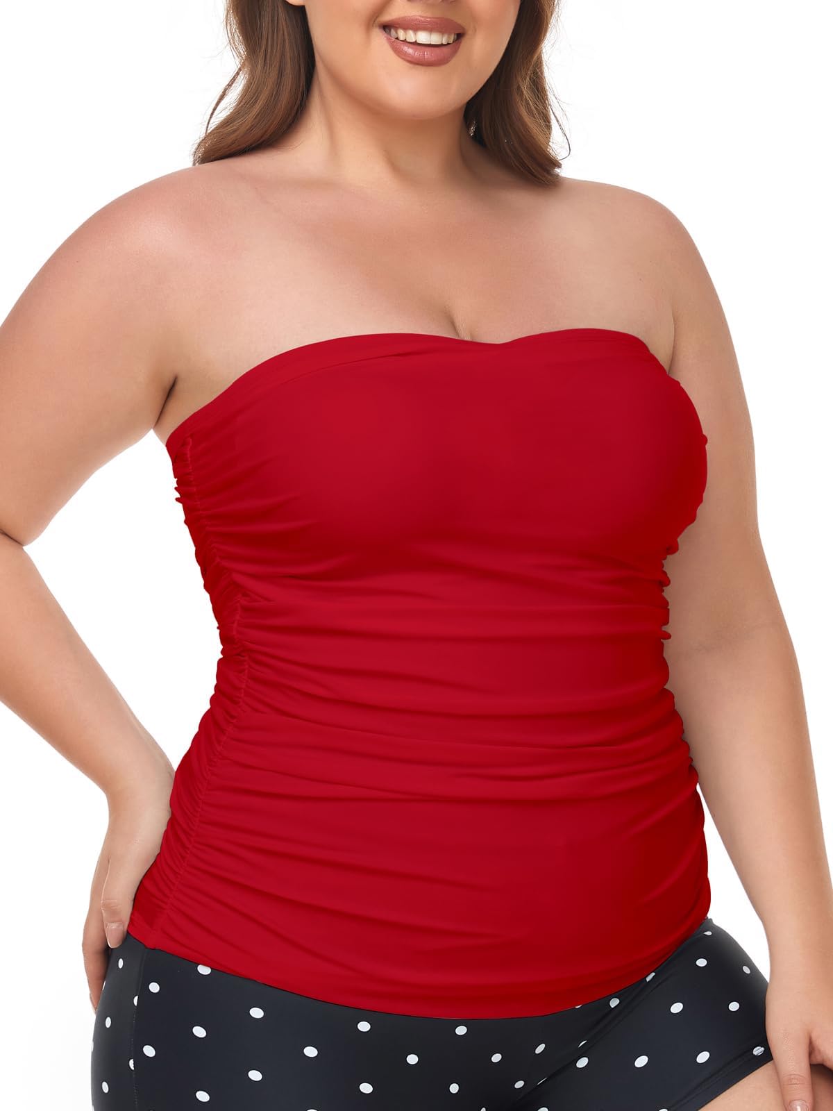 Ocean Blues Damen Bandeau Tankini-Oberteil mit Bauchkontroll-Effekt | Bade-Oberteil ohne Träger