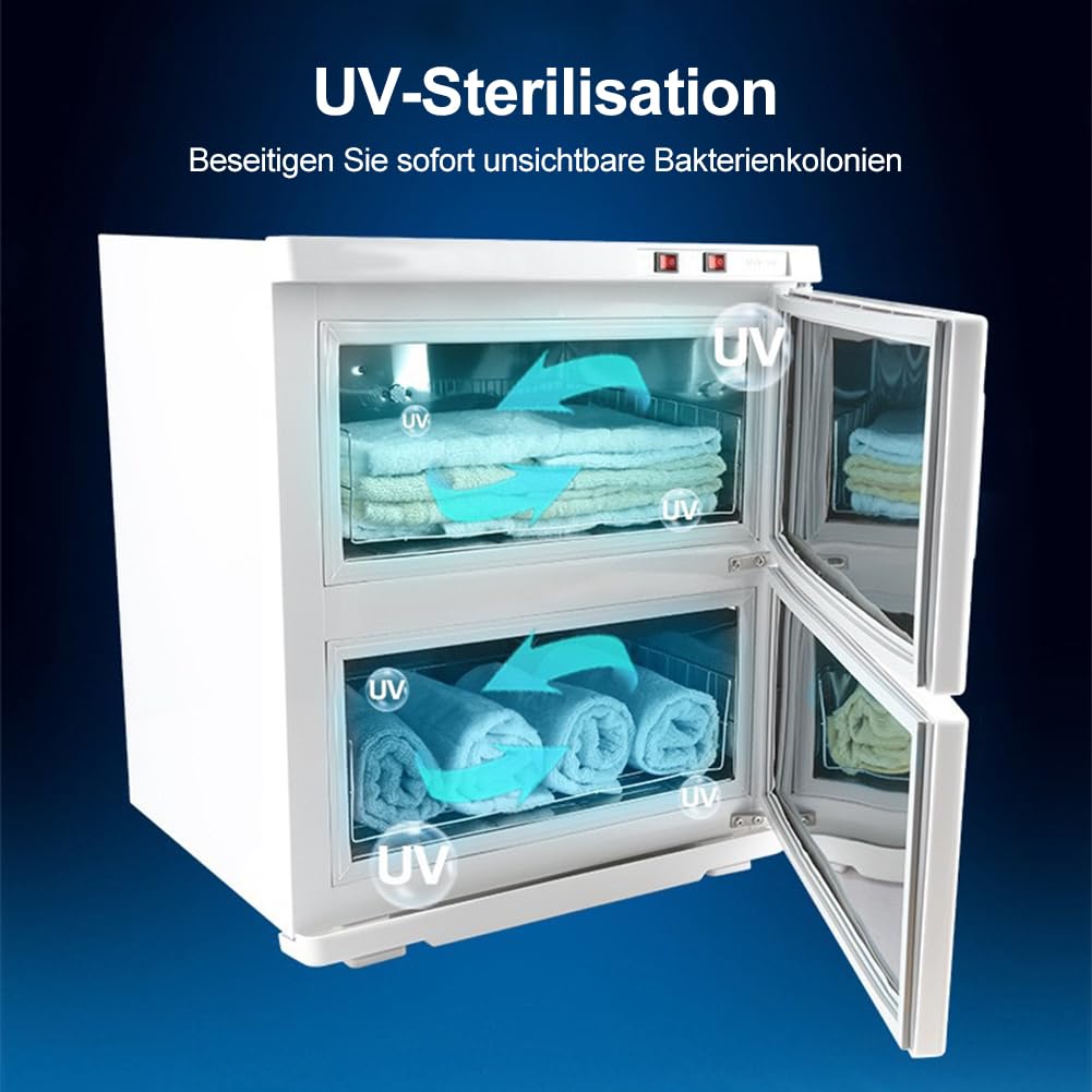 50L Handtuchwärmer Kompressen Towel Handtuch Wärmer,Handtuch Hot Cabinet mit UV-Lampe Platz für 50 bis 60 Handtücher,Kompressenwärmer für Babypflege, Spa,Friseursalons(Weiß)