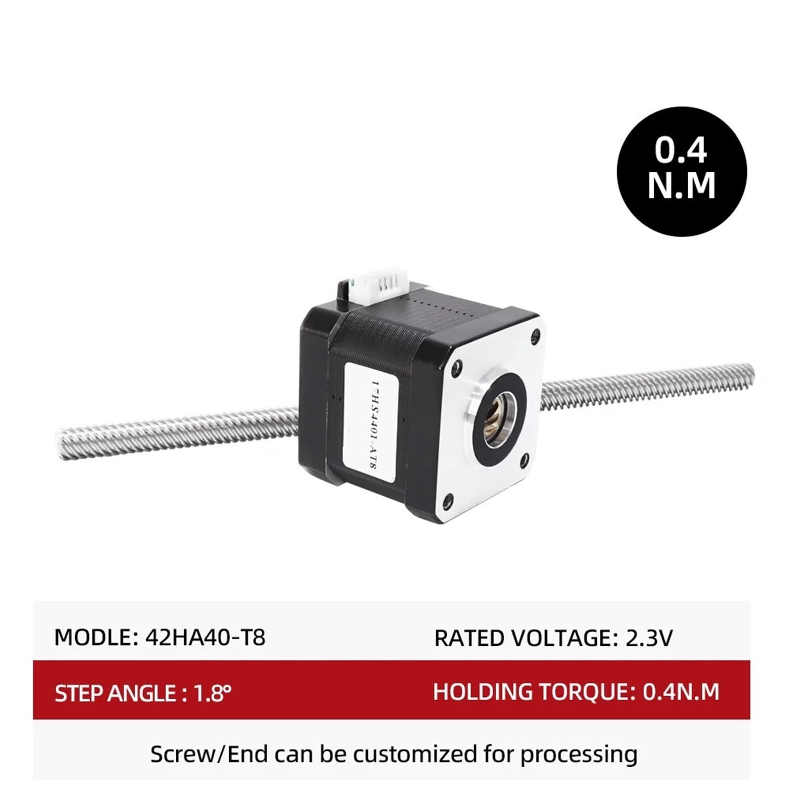 NEMA17 42 Durchgangsschrittmotor 1,7 A 40 N.cm 400 mm 4-Leiter 40 mm 42HA40-T8 * 8-Motor for Schneckenrad-Kantenmaschine(Lead Range 4mm)