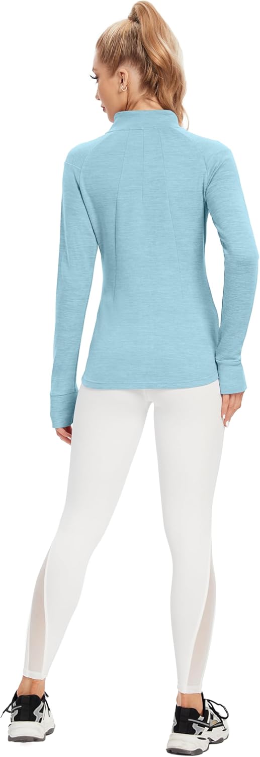 TIHEEN Womens Fleece Zip Up Jacket, Long Sleeve Warm Soft Polar Lightweight Coat with Pockets Thumb Holes - Image 5