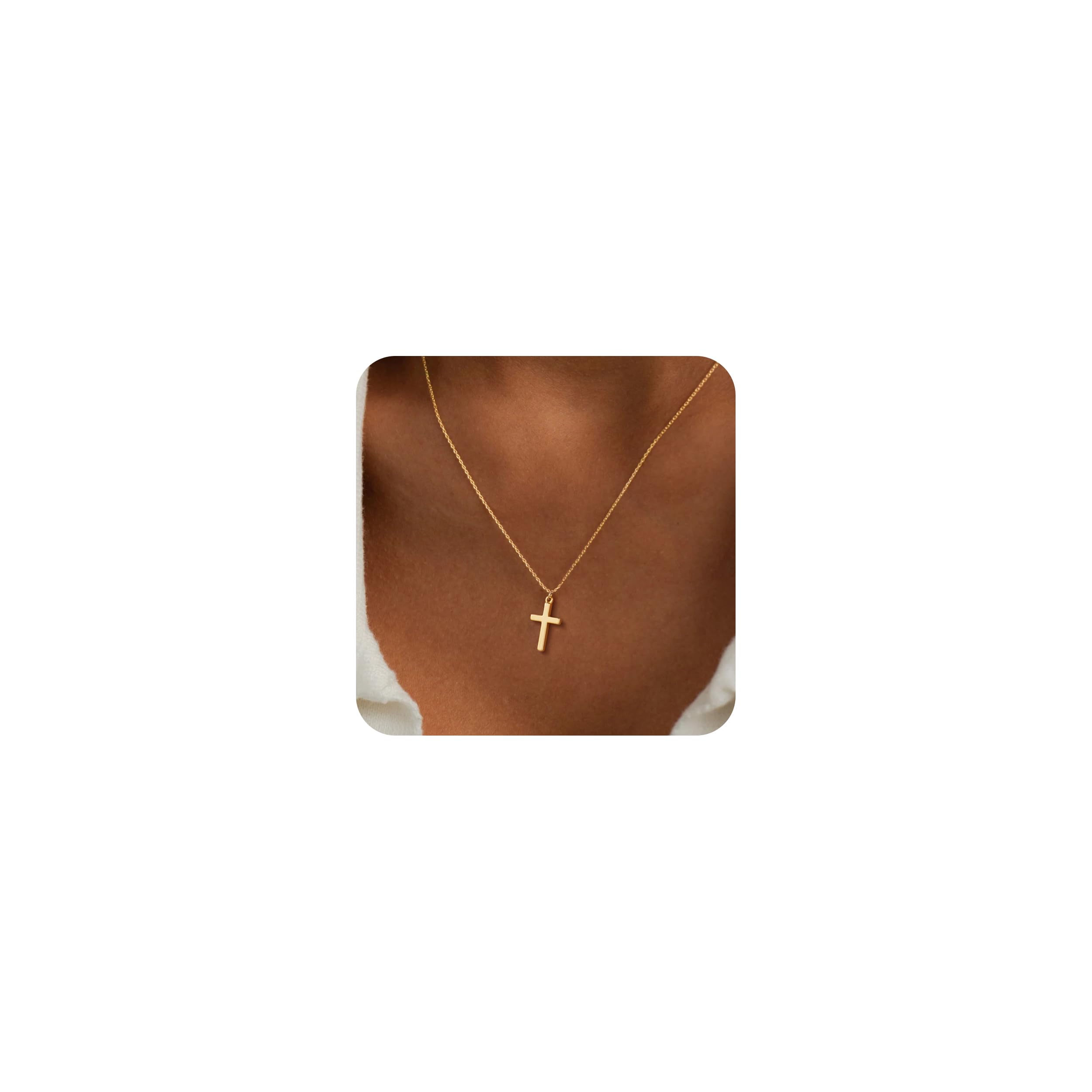 Cross Necklace for Women Girls, Dainty 14K Gold Silver Plated Cross Choker Pendant Jewelry Non Tarnish Waterproof Trendy Cute Simple Small Necklace Easter Christian Baptism Religious Faith Jewelry Gifts