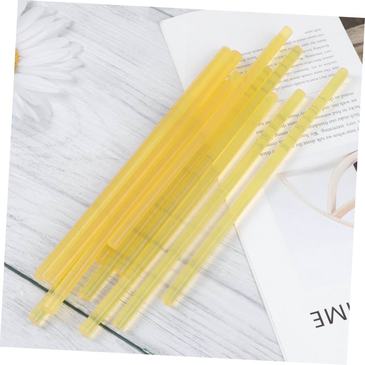 Housoutil Kit de Bâtons de Colle Thermofusible Jaune 100 Pièces en Résine Thermoplastique Solide Odeur pour Travaux de Collage Quotidiens à Domicile