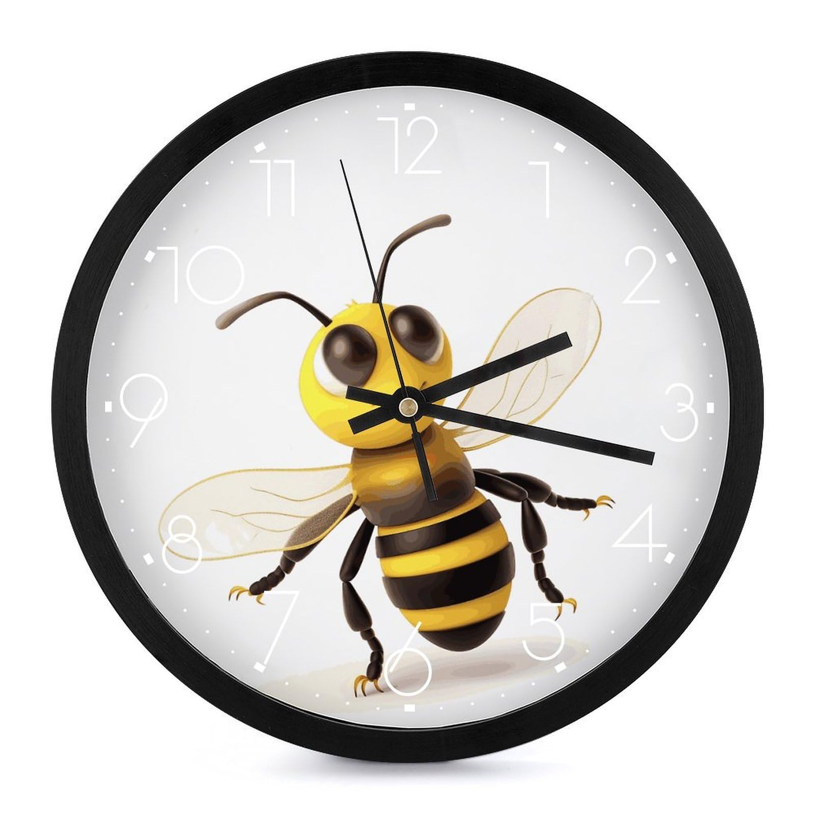 Horloge murale à quartz silencieuse Honey Bee blanche de 25,4 cm pour intérieur