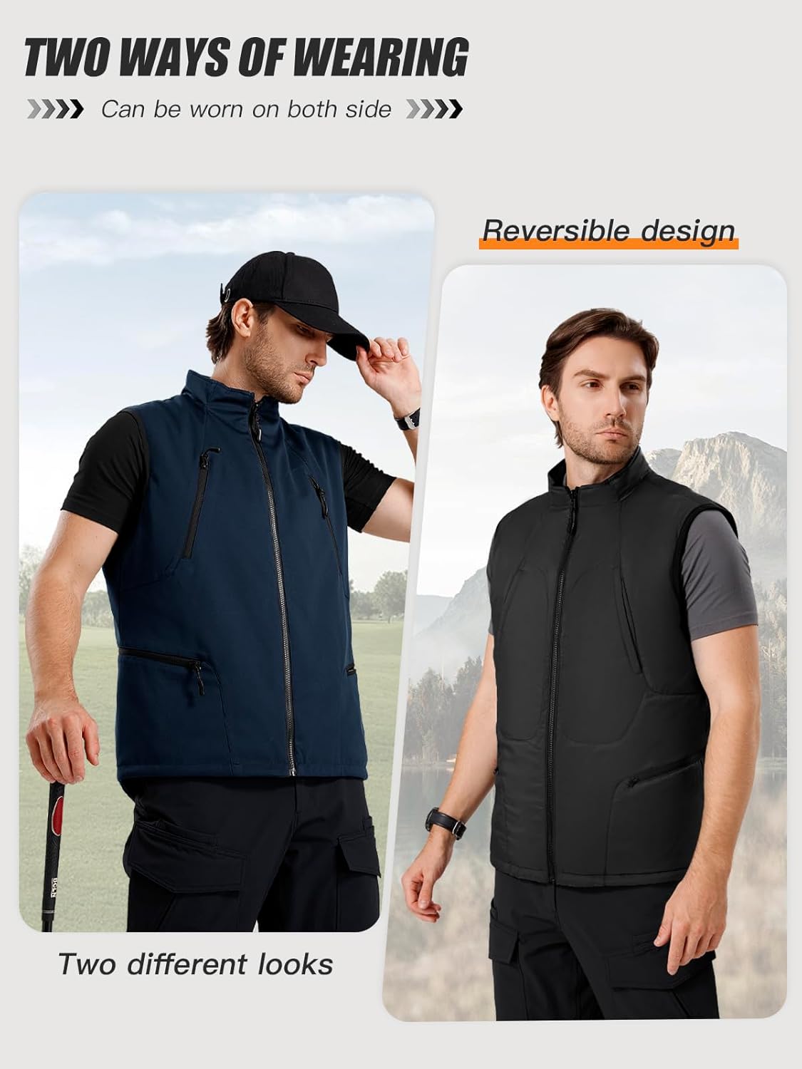 FREE SOLDIER Men's Lightweight Golf Vest Outerwear Windproof Reversible Sleeveless Softshell Jacket Running Vest - Image 3