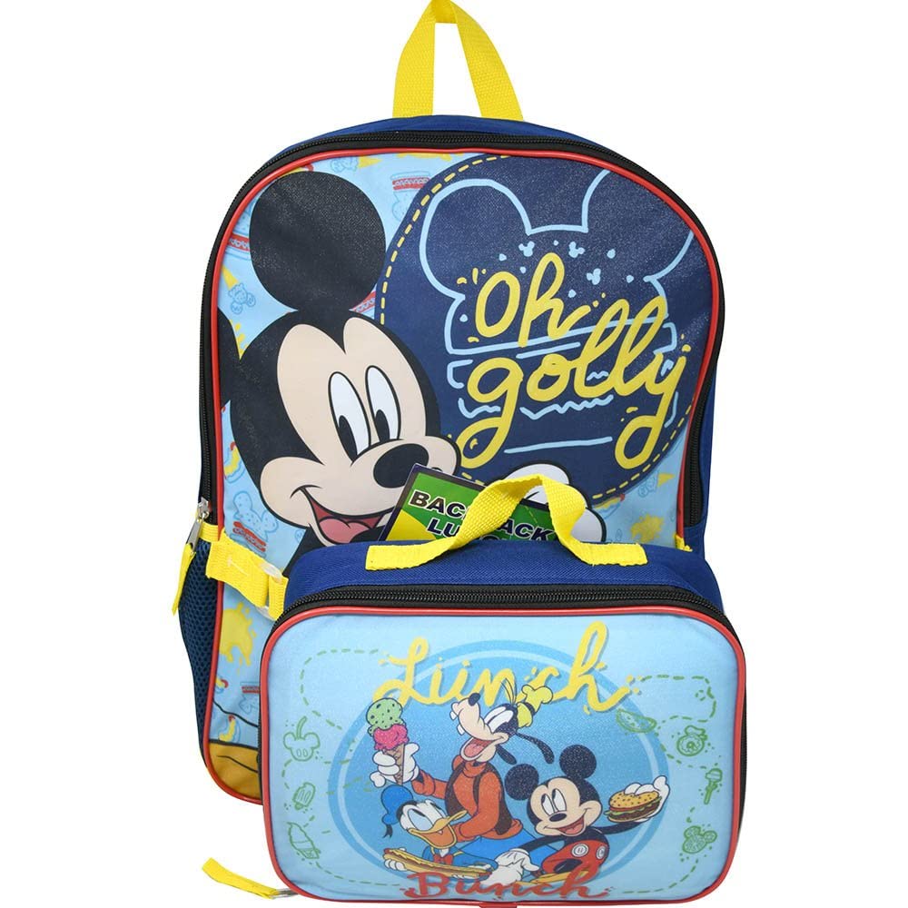 Disney Mickey Mouse 16" Backpack with Lunch Bag- on golly