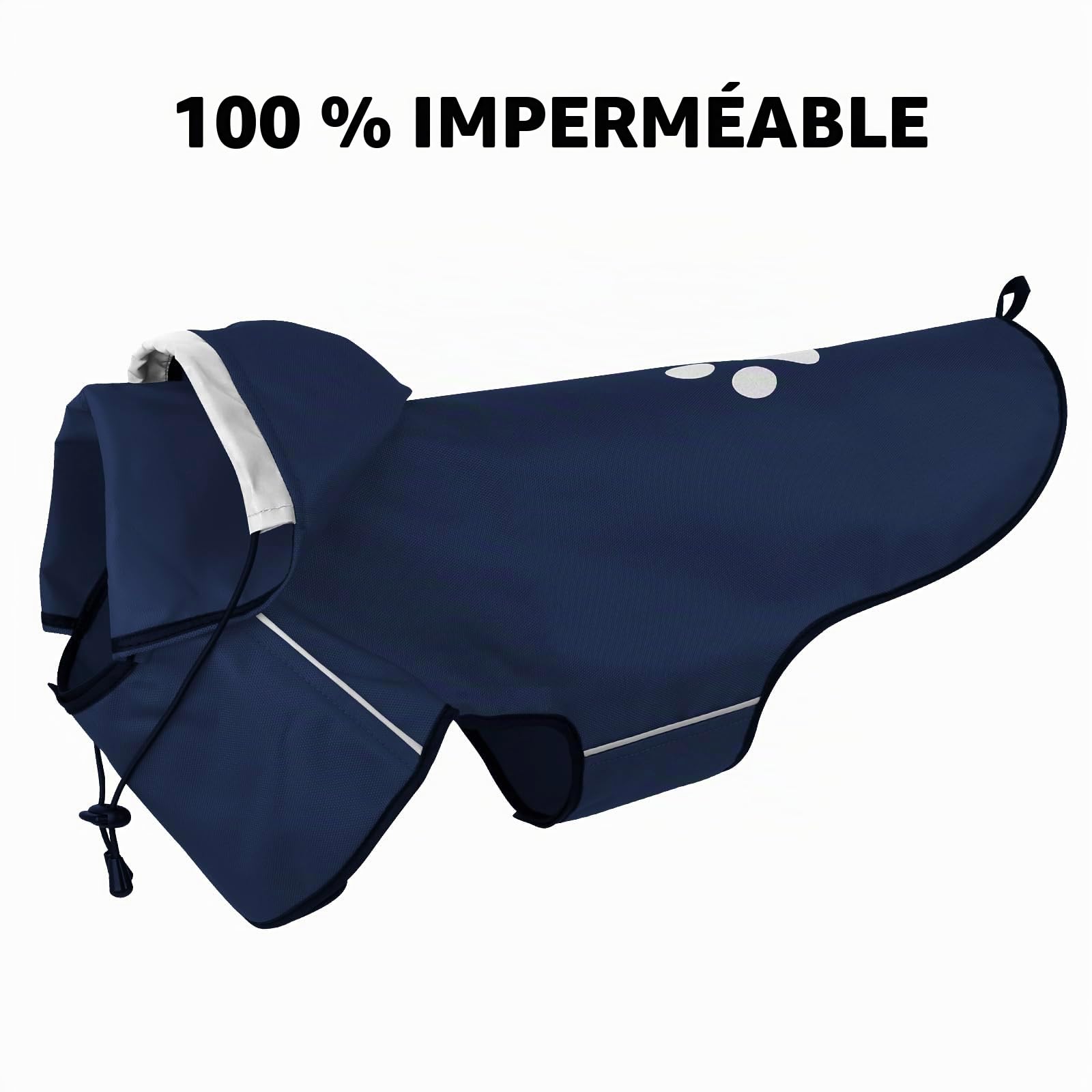 Manteau de Pluie pour Chiens de Grande Taille - Vêtement Imperméable avec Capuche Réfléchissante et Fermeture Velcro Réglable - Ultra Léger pour les Promenades