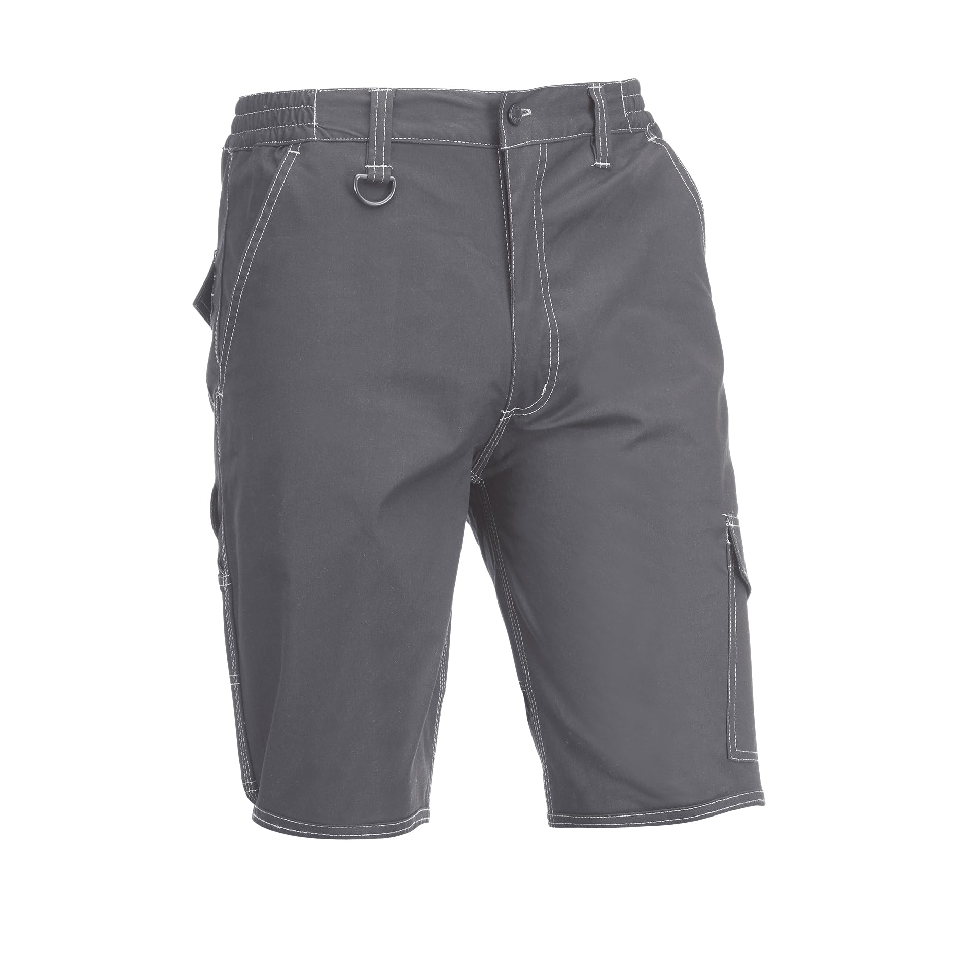 Juba Pantalón Corto Multibolsillos 68% algodón, 30% poliéster y 2% Elastano, 260 g/m², Gris, M