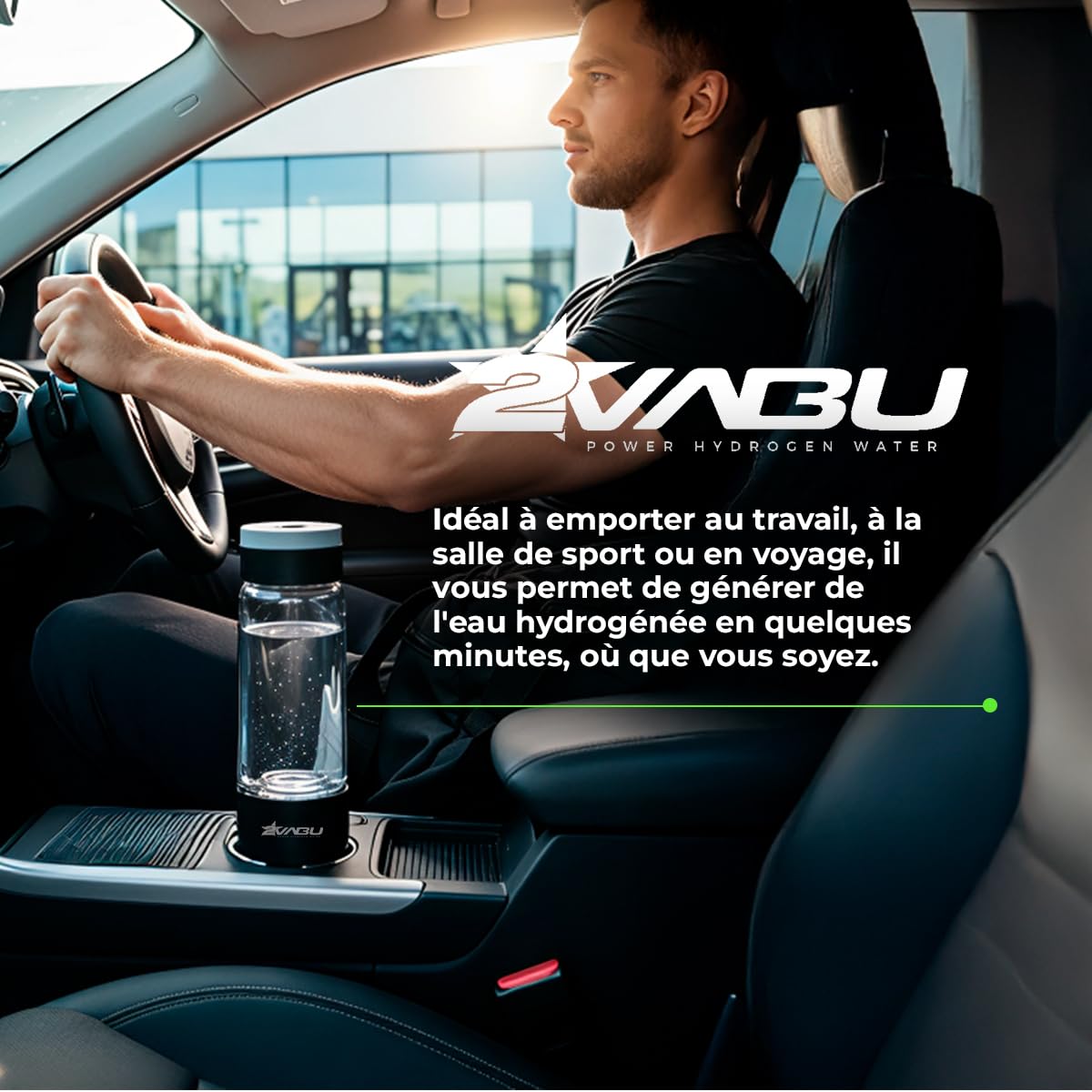 Molecular Sport - Bouteille d’Eau Hydrogénée - Jusqu’à 1400 PPB d’Hydrogène Moléculaire - Technologie SPE & PEM – 400 ml – Housse Protectrice Incluse