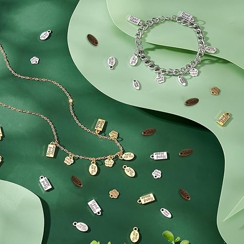 Miniatura 4 de PH PandaHall 180 dijes hechos a mano con 9 estilos hechos a mano, de aleación de estilo tibetano, etiquetas hechas a mano, colgante de metal,