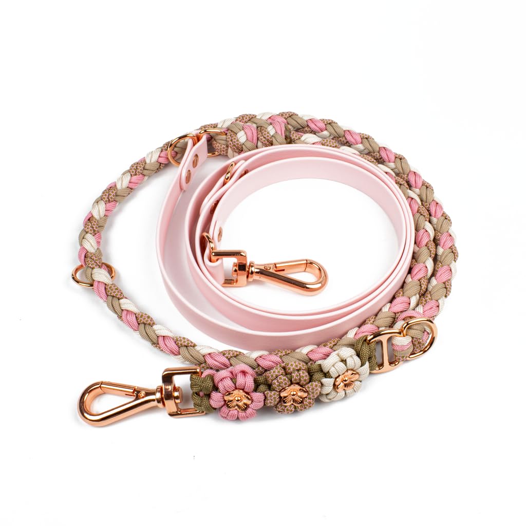 Hundeleine Tierluxe Blumen Biothane Paracord (Rosa, M Lienelänge: 250 cm)
