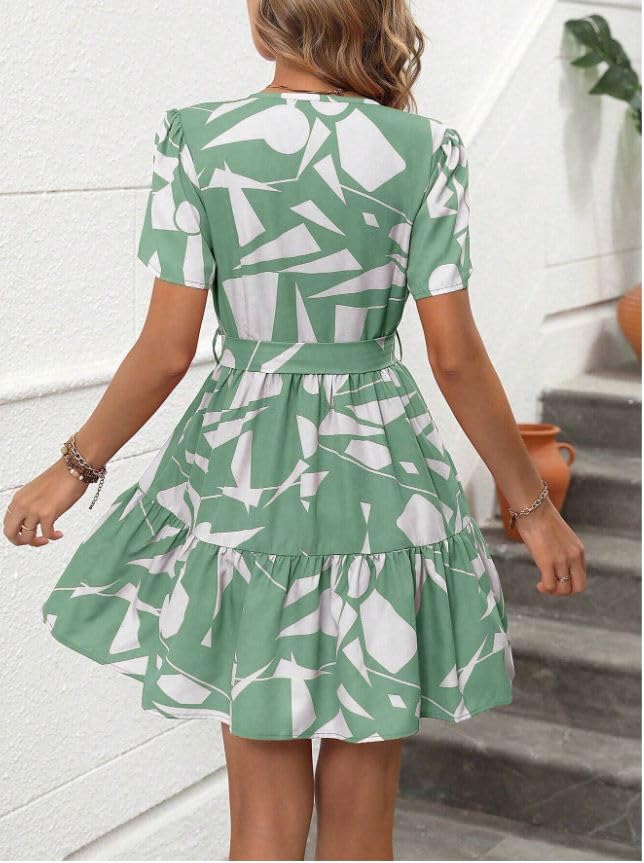 Leriya Fashion Women Fit And Flare Viscose Rayon Western Above The Knee Party Dress (Lf-Wd1264_Green, Large