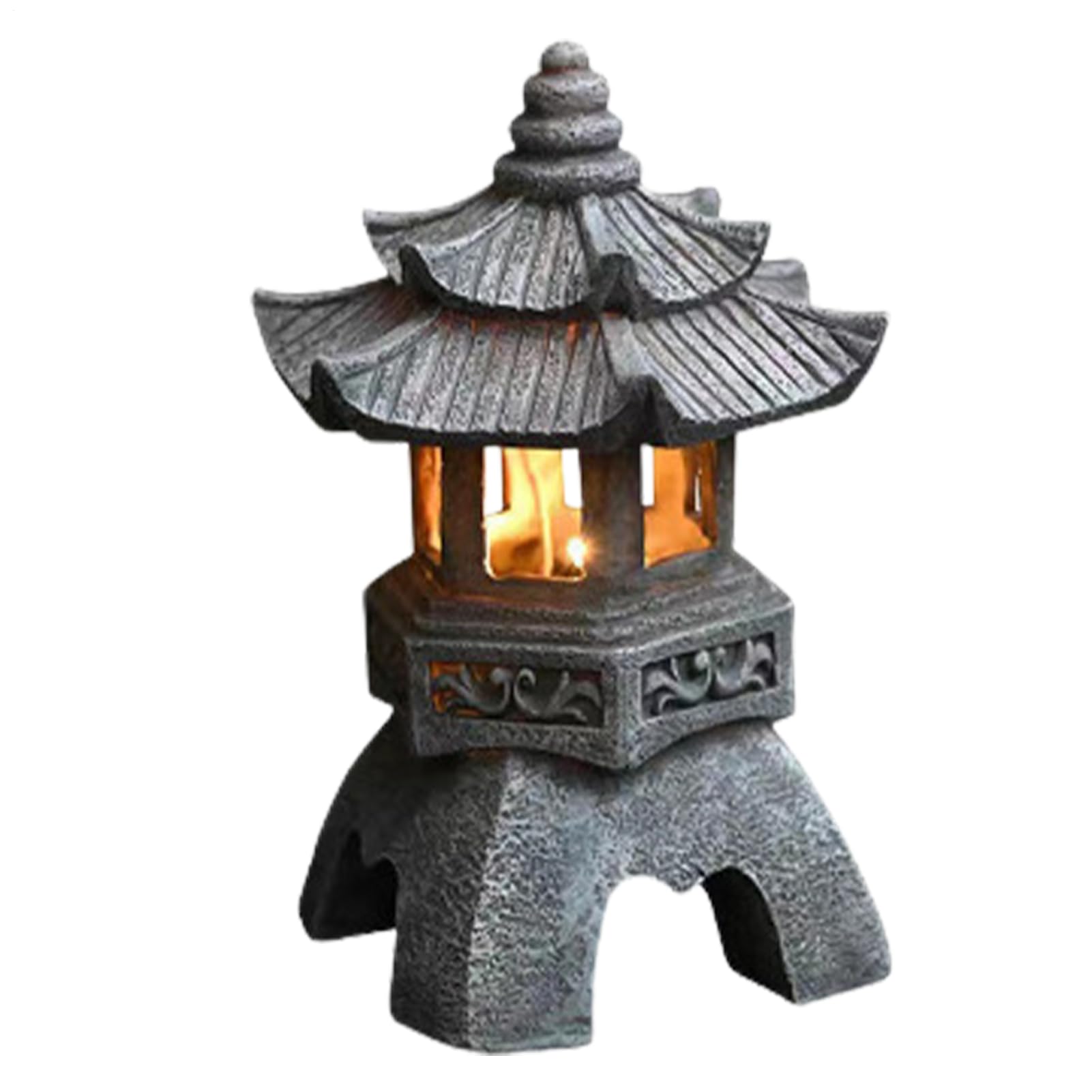 Linterna de Pagoda Estatua Jardín Pagoda Japonesa Piedra Linterna Japonesa Jardín Al Aire Libre Lámparas Solares Decorativas Para Decoraciones Patio