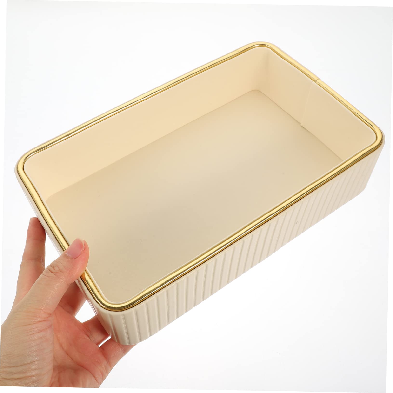 Bandeja Rectangular para Llaves y Joyas, Organizador de Cuero y Tablero de Densidad, Blanco, Adecuado para Tocador y Entrada, Fácil de Limpiar