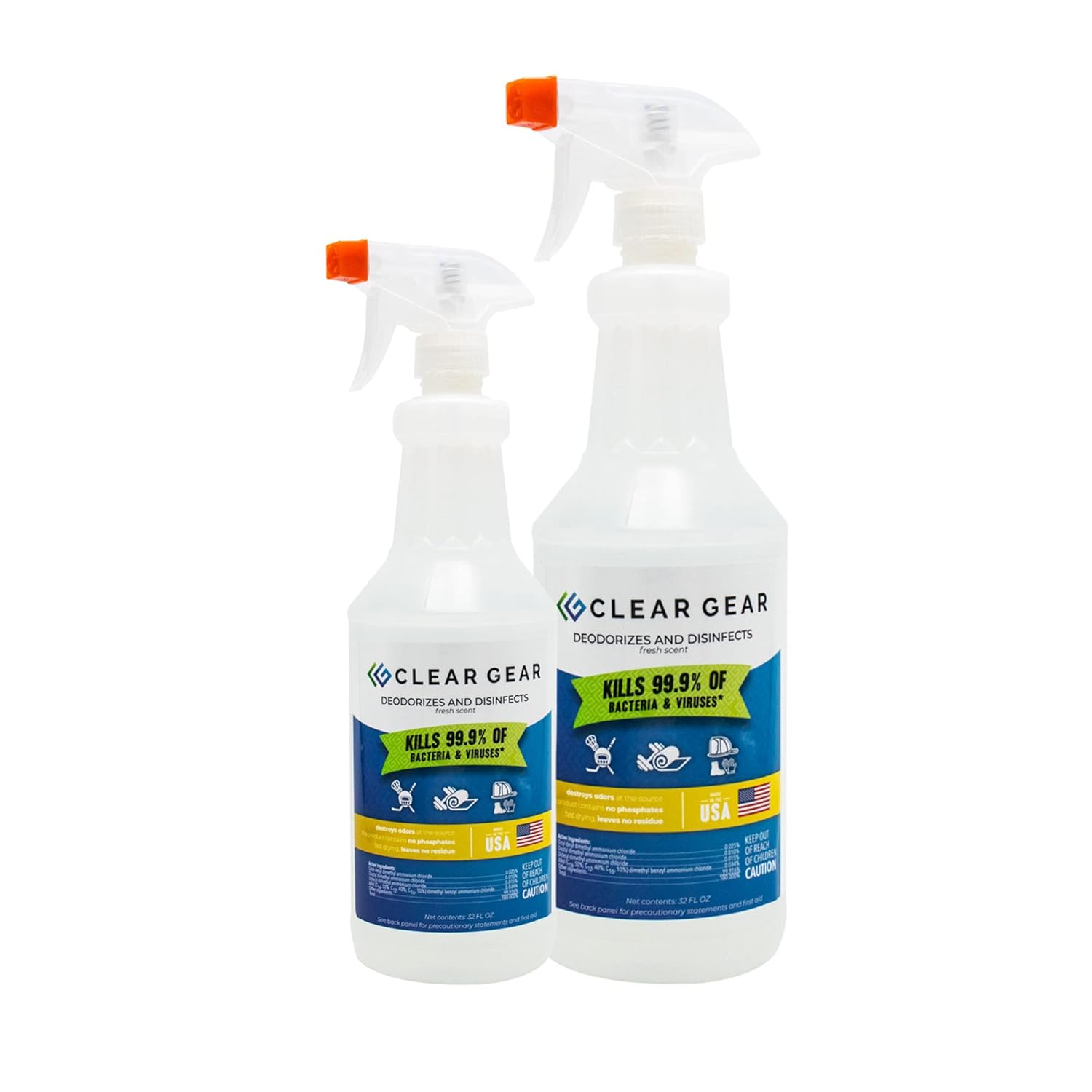 Clear Gear Gym Disinfectant Yoga Mat Cleaner Deodorizer For Sports Equipment Gyms and Fitness Centers - Mixed Pack