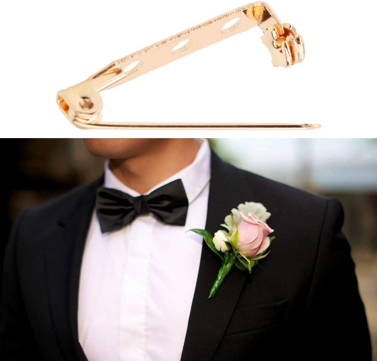 STARVAST 100 Pcs Gold Tone Brooch Pin Backs Clasp 1 Inch Bar Findings 3 Holes Safety Pins for Badge Insignia, Citation Bars, Making Corsage, Name Tags, Toy and Jewelry Making