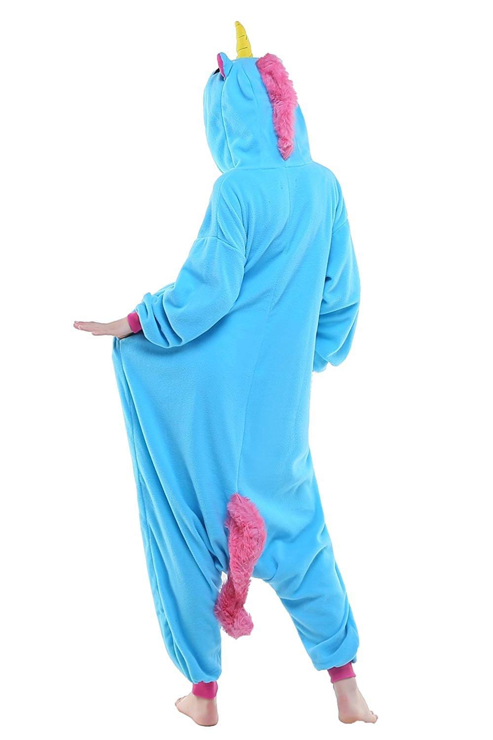 ZKomoL Kigurumi Animal Onesie Unisex Adult Pyjamas for Parties and Cosplay Costume, Blue Unicorn, S