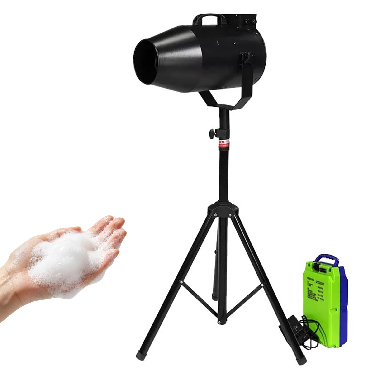 QJJML 1000W Pro Foam Machine,Party Foam Cannon Battery Powered Foam Maker 2 Hours Runtime,Adjustable Angle,with Tripod Stand,stage foam machine for Outdoor Water Parks Parties Stage Events