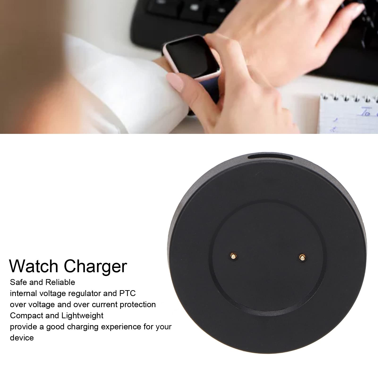 Fast Charging Charger Dock with USB Magnetic Cable Replacement Charger Dock Charger for GT GT2 GT 2e for Honor Magic Watch, Compact and Lightweight (Black)