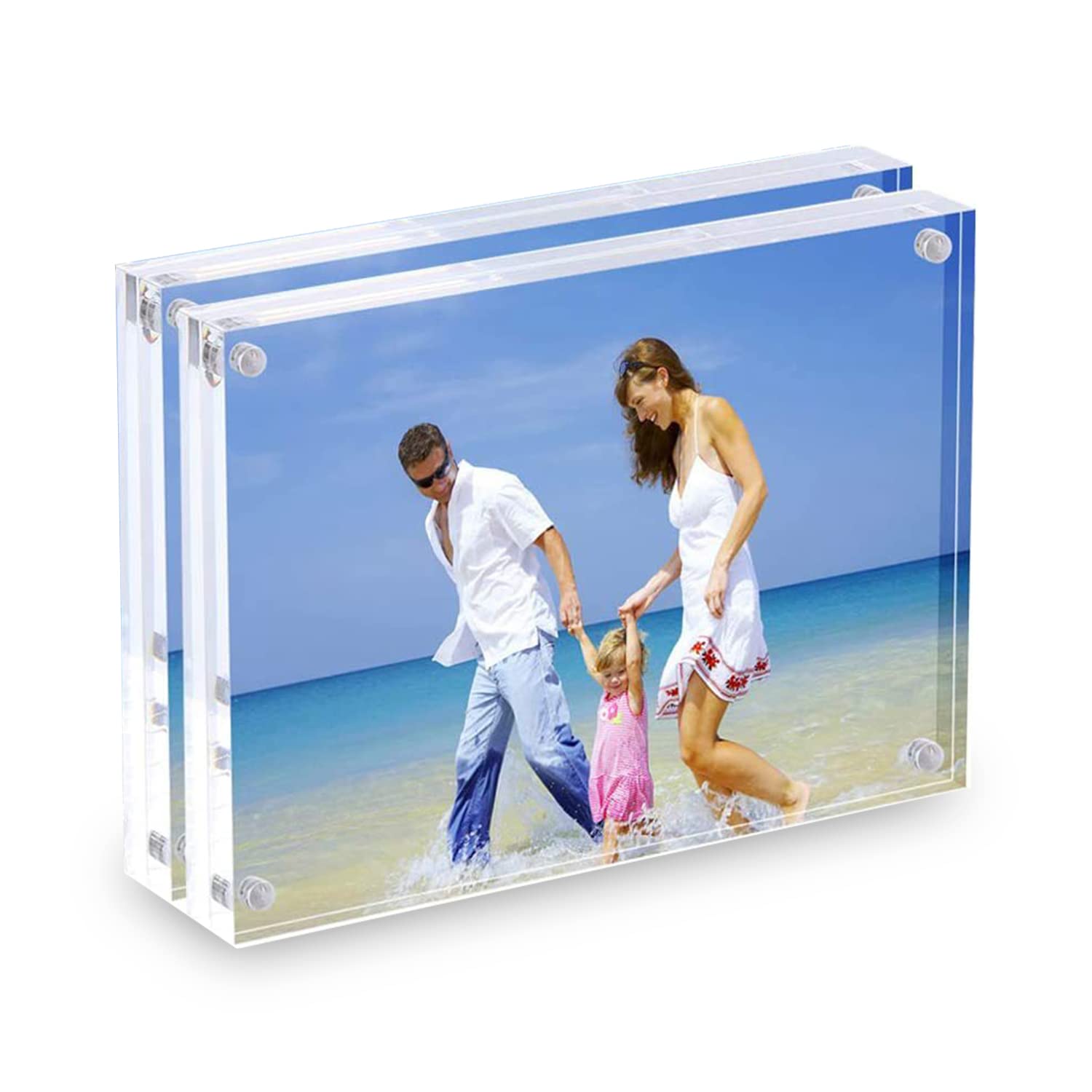 Occuwzz2Pcs Acrylic Photo Frames 15 x 20 cm (6x8 inch),Clear Double-Sided Photo Frame，Magnetic Photo Frames Desktop Display
