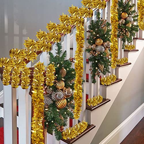 26.2 Feet Gold Holiday Tinsel Garland For Christmas, Birthday, Weddings, Party Decorations, Xmas Foil Tinsel Garland For All-Season Home Indoor Outdoor Party Supplies(Gold) #TOP3