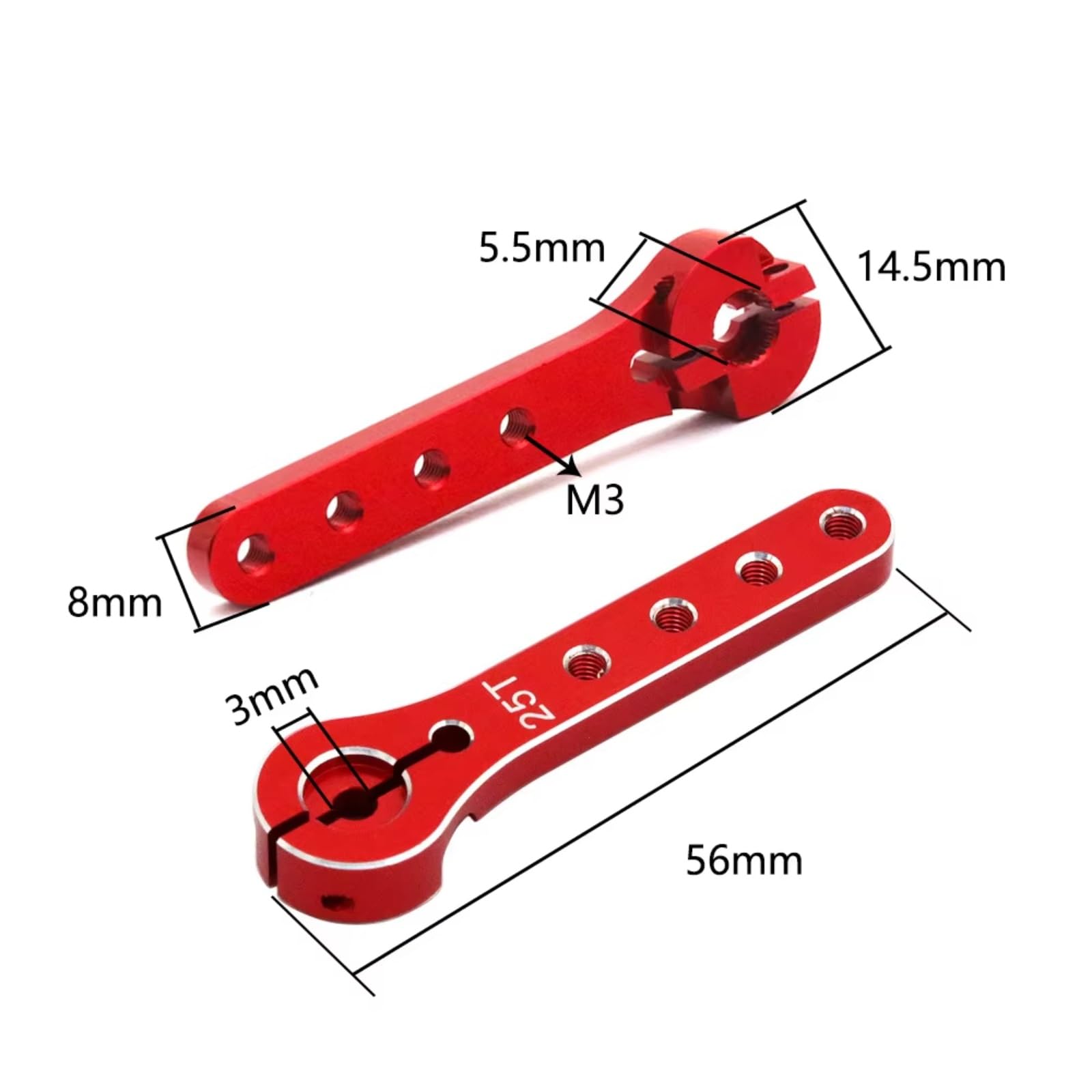 MIXVZARF RC Upgrade Accessories for Futaba for HSP for Wltoys for Axial for SCX10 for Traxxas 1/10 RC Crawler Car Boat Parts 56mm 25T Metal Servo Arm Extension Servo Horn(Red)