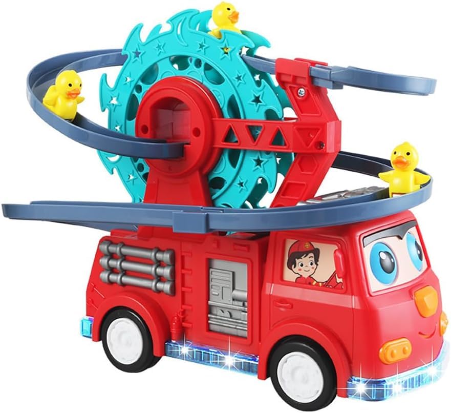 Small Ducks Climbing Fire Engine Slide Toy Set, Automatic Slide Down Duck Toy Race Track Toy Rotating Ferris Wheel Toy Duck Slide Toy Fire Truck Toy with Universal Wheel, Movable Eyes, Music & Lights (B0D6KBBGHQ) Amazon Price History, Amazon Price Tracker