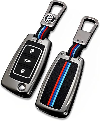 Funda para llavero VW carcasa de aleación de zinc soporte inteligente compatible con Volkswagen Jetta Beetle Tiguan Passat Polo Golf MK6 DZB-gris