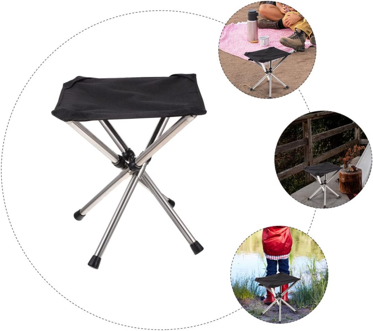 Kisangel Leisure Fishing Chair Telescopic Camping Stool Outdoor Folding Stool for Hiking