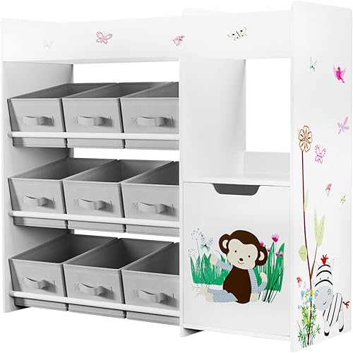Miniatura 7 de Organizador de almacenamiento de juguetes, almacenamiento de juguetes con estantería para niños y 9 contenedores de almacenamiento, organizadores de