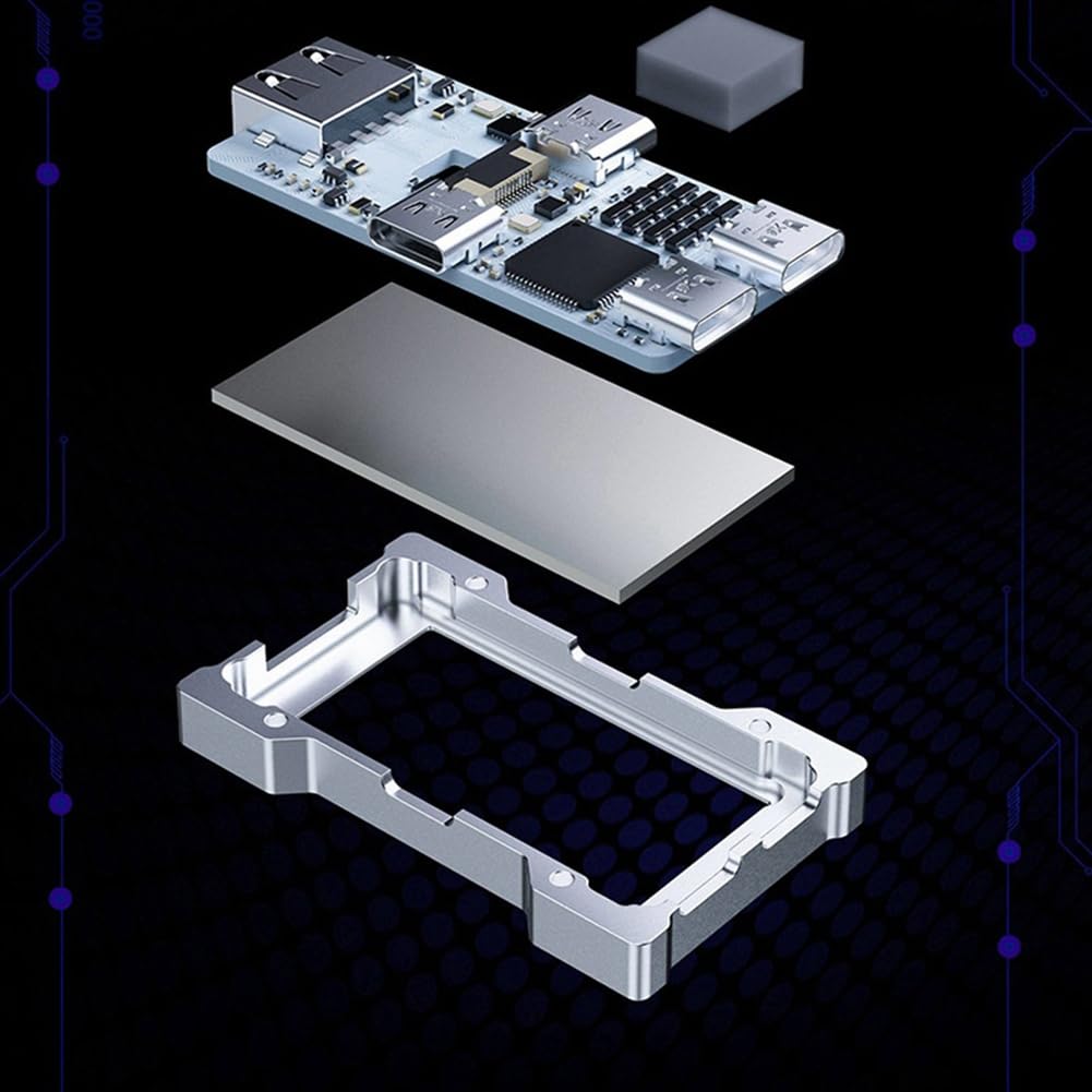 HMLAB ZNEO Hub USB Gaming de 2 A 3 Puertos 8KHz con Pantalla, Moderno para Configuración de Escritorio con de Juego, con 2X Cable C A C RGB B