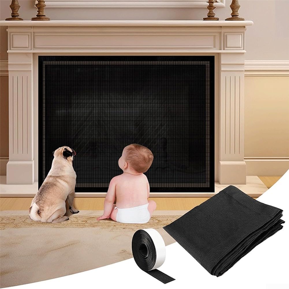 Open haard schermhoes, mesh open haardhoezen babybestendig om baby en huisdier te voorkomen in de buurt van stationaire open haard (29 x 45 inch