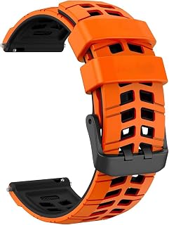 Zitel® Band Compatible with COROS PACE 4 / PACE 3 / PACE Pro/APEX 2 Pro/APEX Pro/APEX 46mm - 22mm wide Silicone Sport Strap (Orange & Black)
