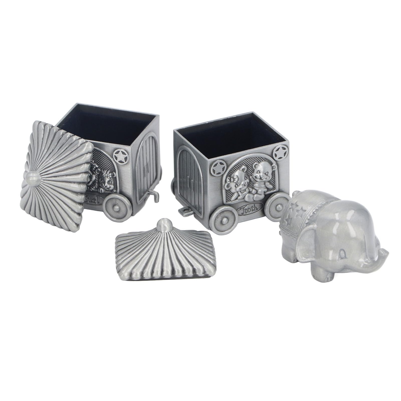 Juego de Caja de Recuerdos de Elefante con Primer Diente y Rizo, Recipiente Organizador de Hadas para Dientes de bebé, Soporte para Latas de Caja de Dientes para Niños, Regalos