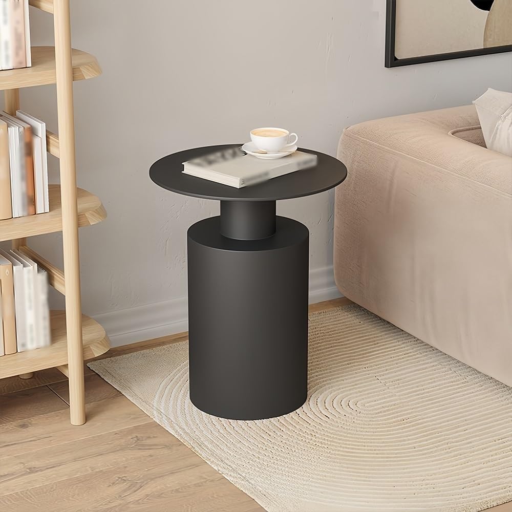 Metal Nightstand Round Side Table with Open Storage Creative Decorative Coffee Table for Multi-Room Use Practical(Natural)
