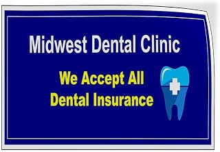 Name We Accept All Dental Insurance Custom Door Decals Vinyl Stickers Business Blue 36X24Inches