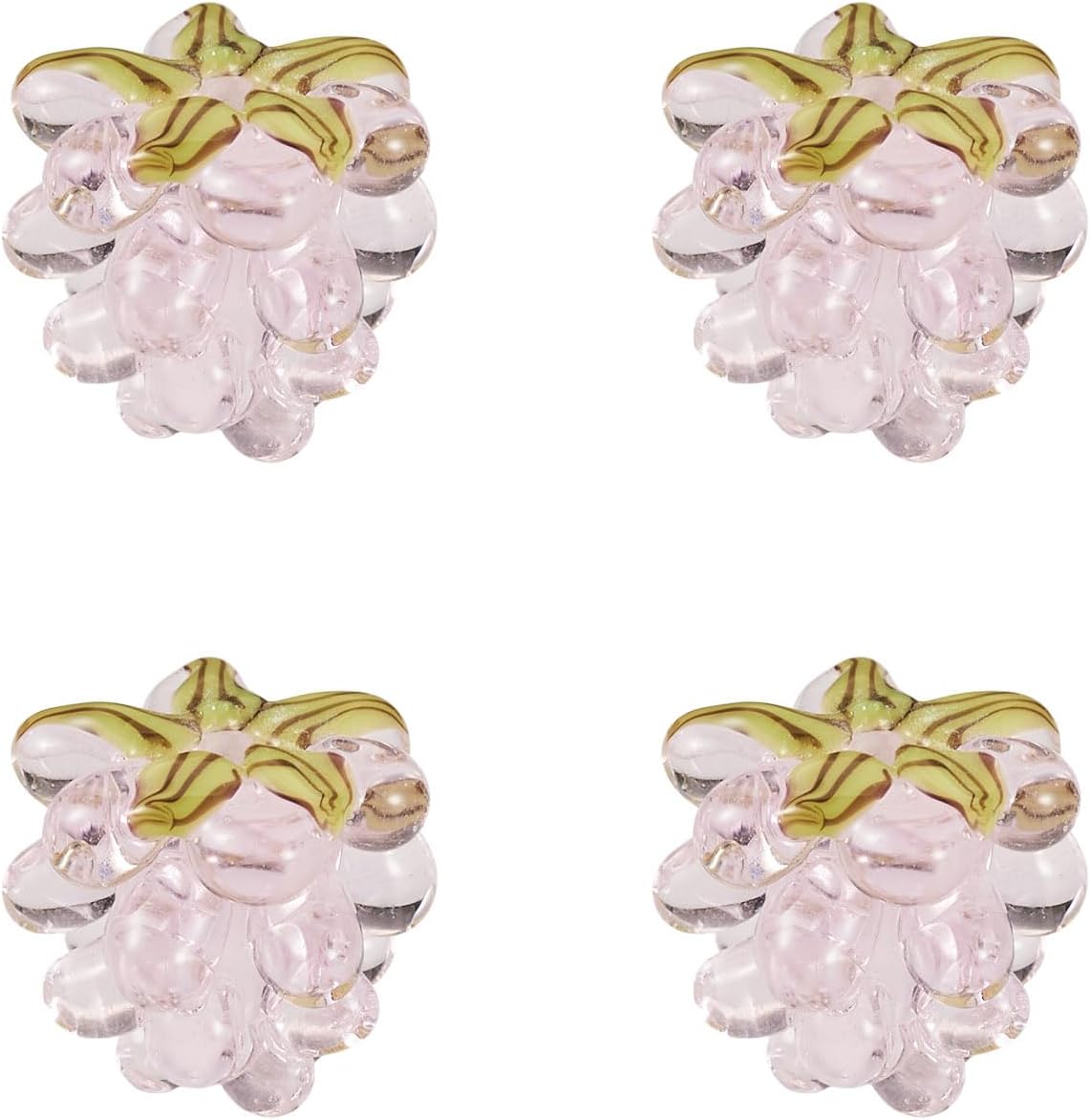 4 Pcs Handmade Raspberry Lampwork Beads 10-12mm Bulk Raspberry Glass Beads Fruit Glazed Bead for Earrings Necklace Jewelry Making DIY Crafts, Pearl Pink