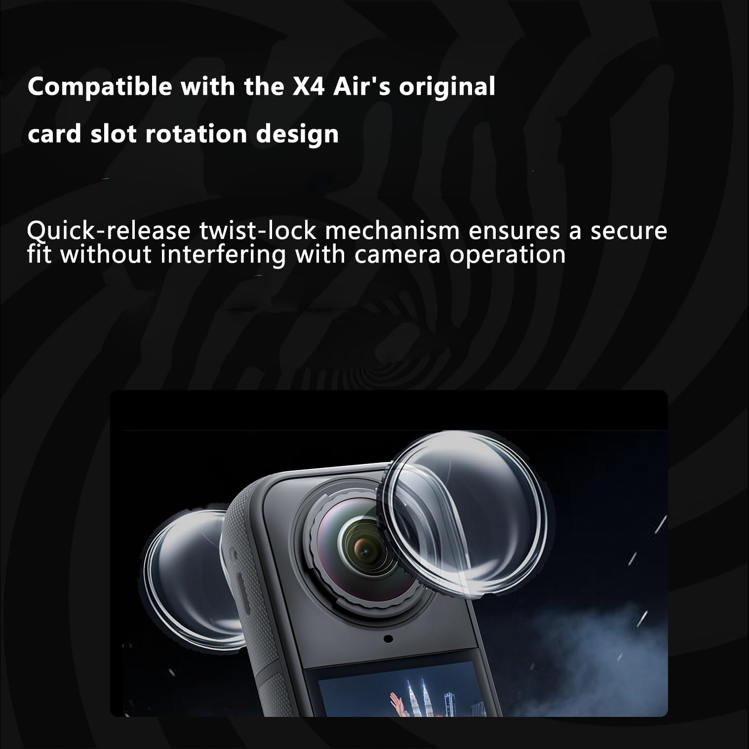 X4 protezioni per lenti d'aria per Insta360 X4 Air, rotanti ottiche in vetro temperato/PC Lens Protector Case copriobiettivo per fotocamera Insta 360 X4 Air Accessori (PC)