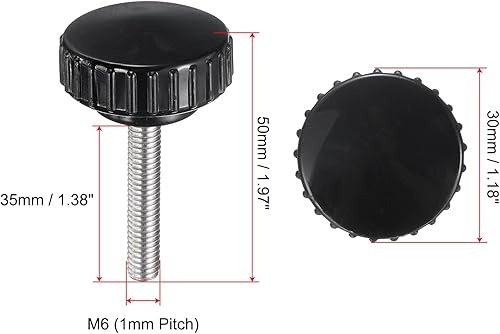 Miniatura 131 de uxcell Perillas de sujeción moleteadas M6 x 1.969 in métricas chapadas en zinc de acero al carbono rosca macho tornillo de pulgar en tipo 0.787 in