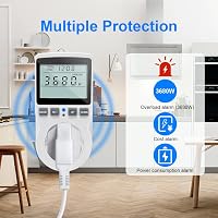 KETOTEK Energiafogyasztás Mérő Konnektor, Áramfogyasztás Mérő 11 Üzemmóddal, 3680W Teljesítménymérő LCD Kijelzővel 3