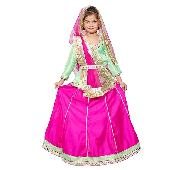 Girl's Gujrati Garba Cotton Lehenga Choli With Dupatta Navratri Dress