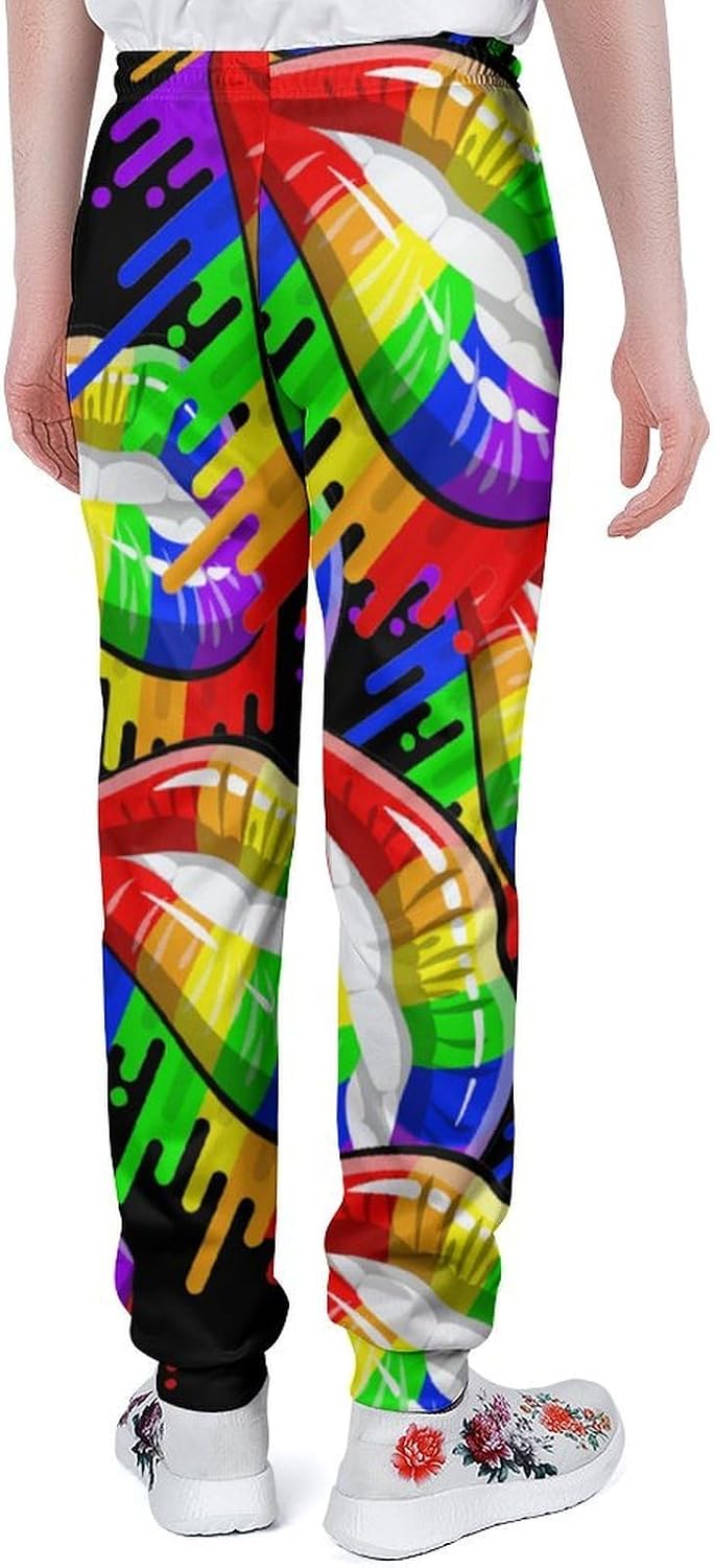 LGBT Gay Prides-Rainbow Lips Men's Sweatpants Novelty Jogging Pants Sports Running Bottoms Trousers Women