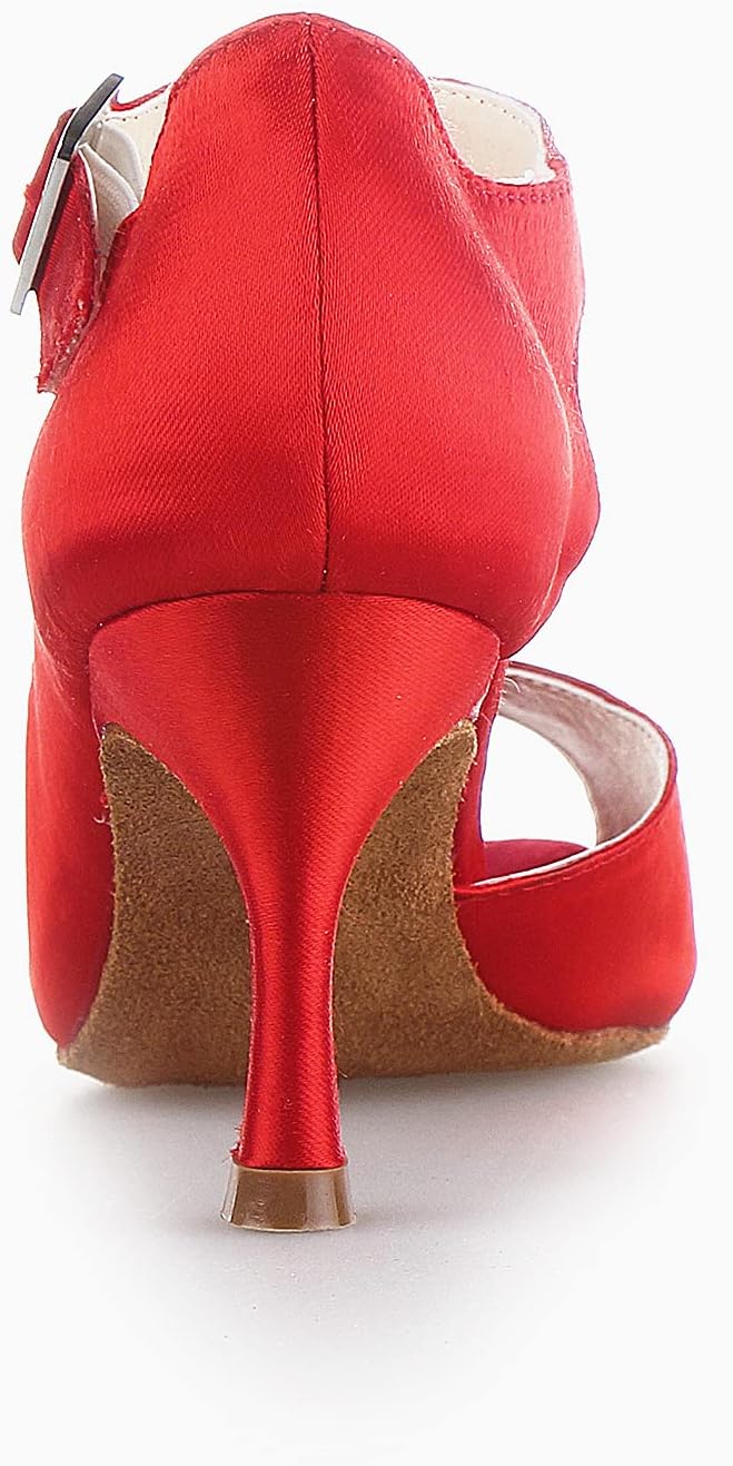 JIAJIA Y20512 Women's Satin Sandals Flared Heel Latin Salsa Performance Dance Shoes