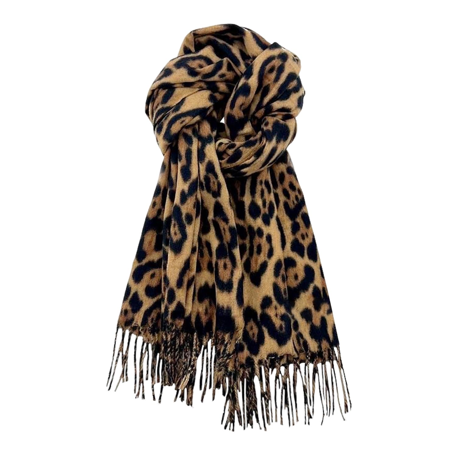 Ffdhwu Women's Leopard Color 1 Leopard Scarf, Korean Classic And Versatile, Warm Bib In Autumn And Winter, Imitation Cashmere Shawl.
