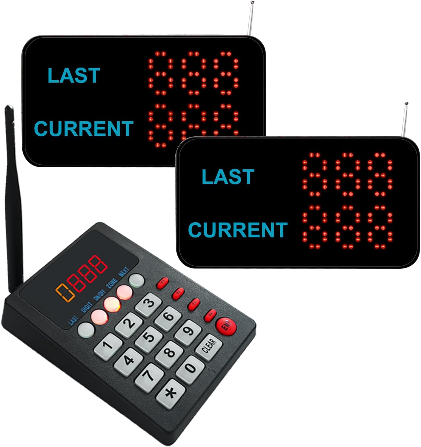 Take a Number System Wireless Calling System Restaurant Pager System Queue Management Loud Speakers System 1 Display Receiver Voice Call Host 2 Number Caller Pagers for Hospital Cafes (999+Q23 1+2)
