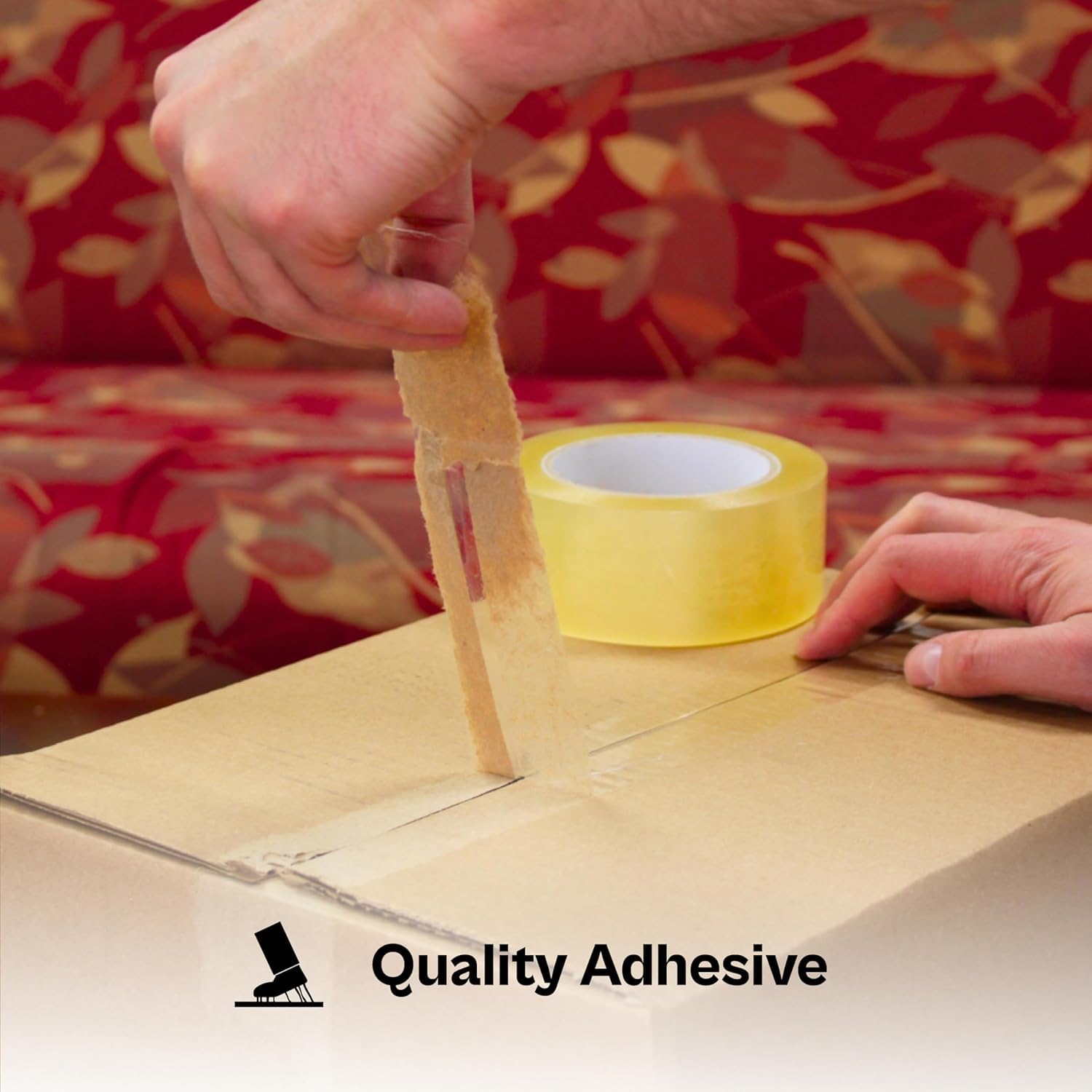 PSBM Clear Packaging Tape with 1 Dispenser, 6 Rolls, 2.5 Mil Thick, 1.88 Inch Wide, 110 Yards Per Roll, Total 660 Yards, Heavy Duty Tape for Packaging, Shipping, Moving & Sealing.