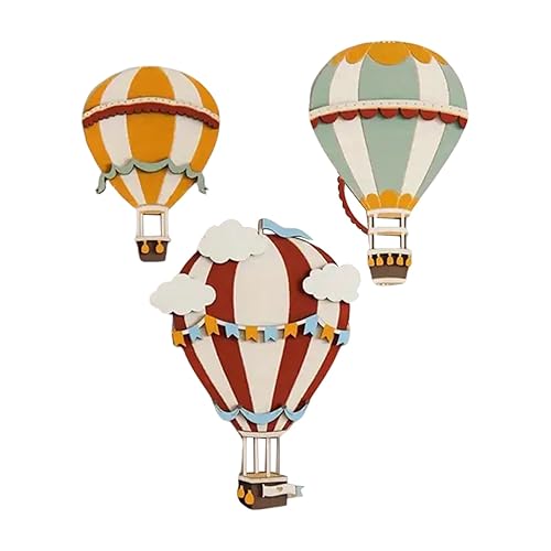 NULYLU 3PCS Wooden Hot Air Balloon Decor: Hot Air Balloon