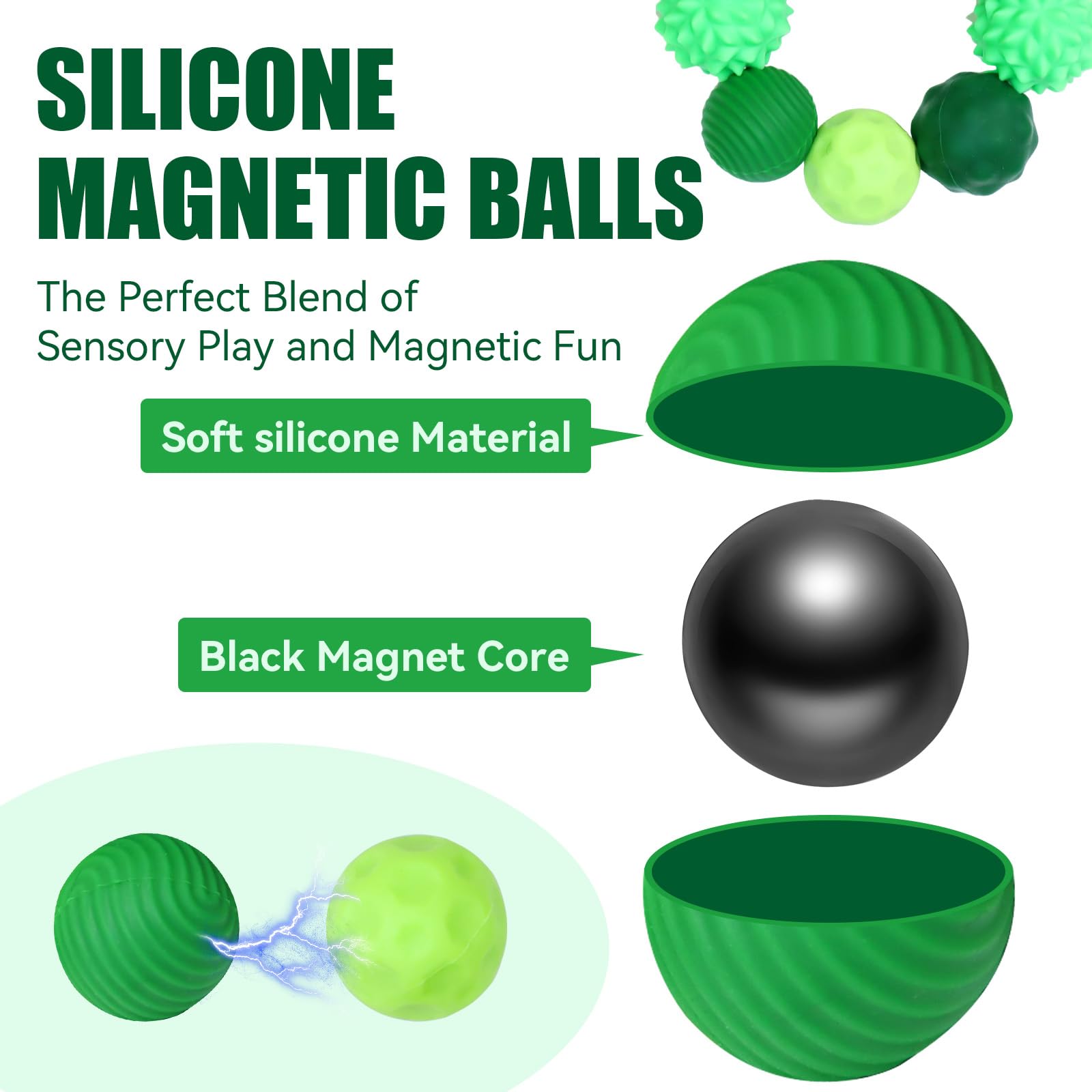 8PCS Magnetic Balls Fidget Toy, Silicone Texture Magnetic Balls, Silent Stress Relief Sensory Toy - Image 3