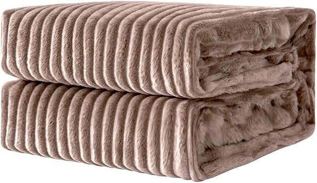 MIULEE Flannel Fleece Throw Blankets Soft Warm Comfortable Throws for Sofa Corduroy Fluffy Blanket Bed Throw for Bedroom Couch Travel Kids Bedroom Accessories 50x60Inch Brown